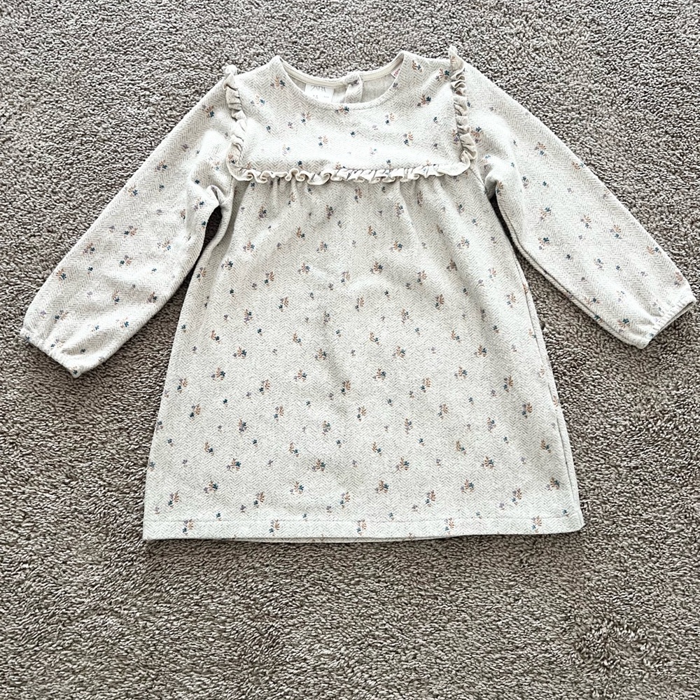 Zara Cream Floral Pattern Dress
